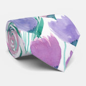 Cravate Ressort rose pourpre Tulipe Floral Aquarelle (Roulé)
