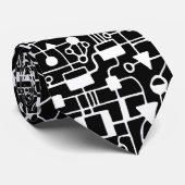 Cravate Résumé 090112 v7 Blanc sur Noir (Roulé)