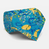 Cravate Résumé graphique à points bleus et jaunes (Roulé)