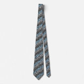 Cravate Résumé pixellisé bleu gris noir rayures motif (Devant)