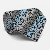 Cravate Résumé pixellisé bleu gris noir rayures motif (Roulé)