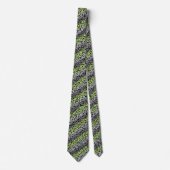 Cravate Résumé pixellisé vert gris gris noir rayures motif (Devant)