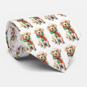Cravate Retriever d'or de Noël dans les flocons de neige (Roulé)