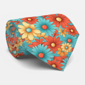 Cravate Retro 70s Classic Flowers Groovy Custom Necktie (Roulé)
