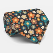 Cravate Retro 70s Flower Classic Custom Necktie (Roulé)