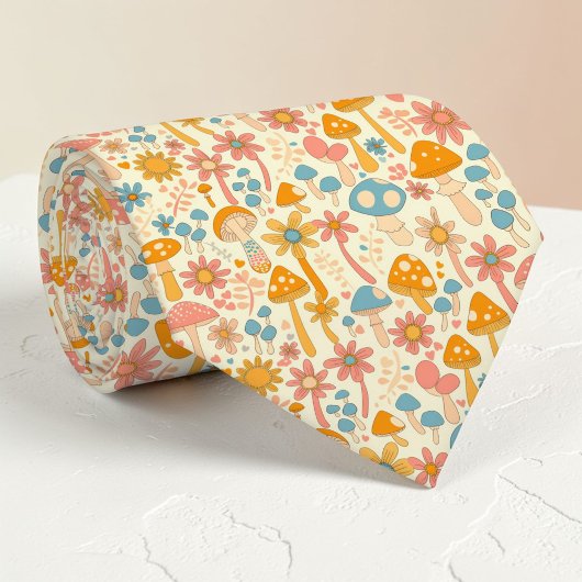 Cravate Retro 70s Mushroom Classic Custom Necktie