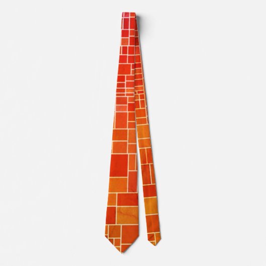 Cravate "Retro Abstract Geometric" Men's Orange Gold Fun (Devant)
