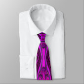 Cravate Rétro Abstrait Hot Pink et Magenta Motif (Attaché)
