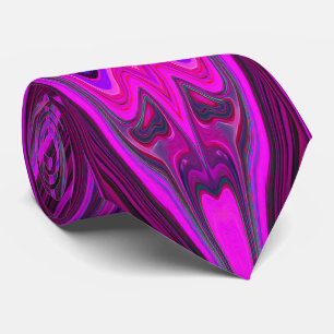 Cravate Rétro Abstrait Hot Pink et Magenta Motif