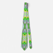 Cravate Rétro Abstrait rose, Lime vert et Motif Aqua (Devant)