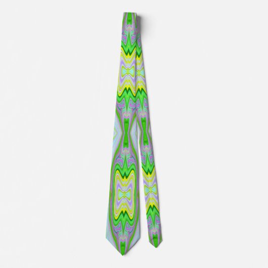 Cravate Rétro Abstrait rose, Lime vert et Motif Aqua (Devant)