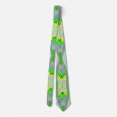 Cravate Rétro Abstrait rose, Lime vert et Motif Aqua (Dos)