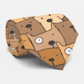 Cravate rétro Amoureux des chiens Tan Brown (Roulé)