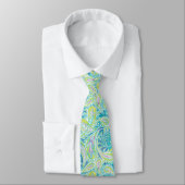 Cravate Retro Aqua Turquoise Paisley Motif (Attaché)