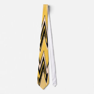 Cravate Rétro art déco abstrait jaune et noir 2 de Zigzap