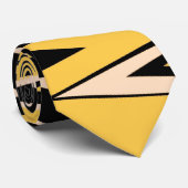 Cravate Rétro art déco abstrait jaune et noir de Zigzap (Roulé)
