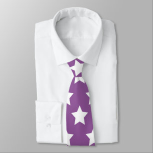 Cravate rétro aux étoiles violet et blanc