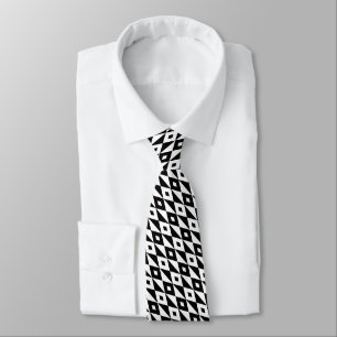 Cravate Retro Black White Lozengs Motif moderne