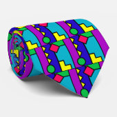 Cravate Rétro bloc de la couleur 80s (Roulé)