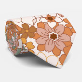 Cravate Retro Boho Terracotta Floral Wildflowers Autumn  (Roulé)