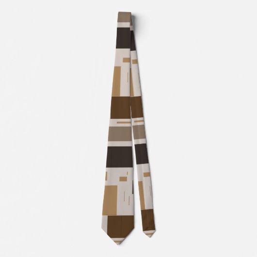 Cravate Retro Brown Geometric Pattern Men's Neck Tie (Devant)