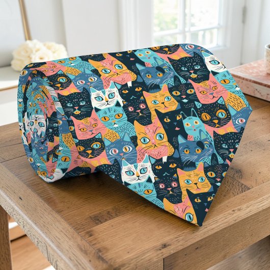 Cravate Retro Cat Graphic Custom Necktie