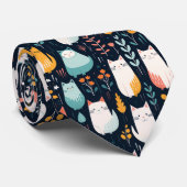 Cravate Retro Cat Graphic Custom Necktie (Roulé)