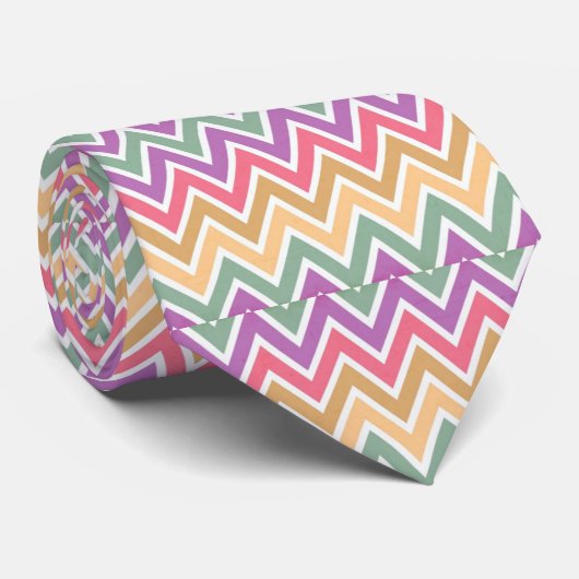 Cravate Retro Chevron Pastel Zig Zag Motif de bande (Roulé)