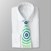 Cravate Retro Circulaire Geometric Pattern en Green & Blue (Attaché)