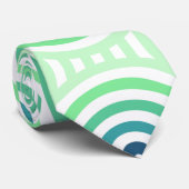 Cravate Retro Circulaire Geometric Pattern en Green & Blue (Roulé)