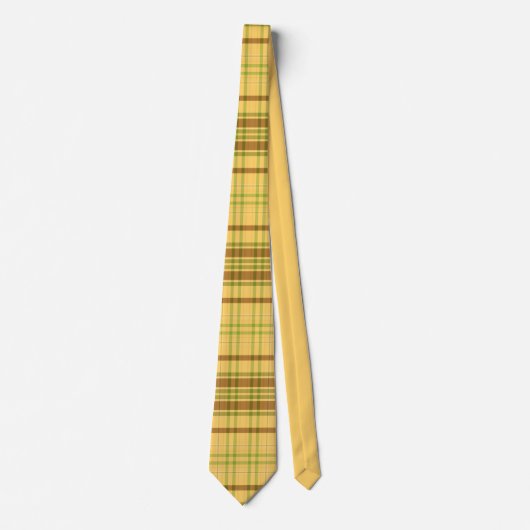 Cravate Retro Classic Yellow & Brown Plaid Pattern Men's (Devant)