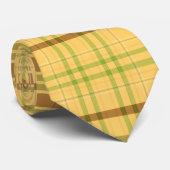 Cravate Retro Classic Yellow & Brown Plaid Pattern Men's (Roulé)