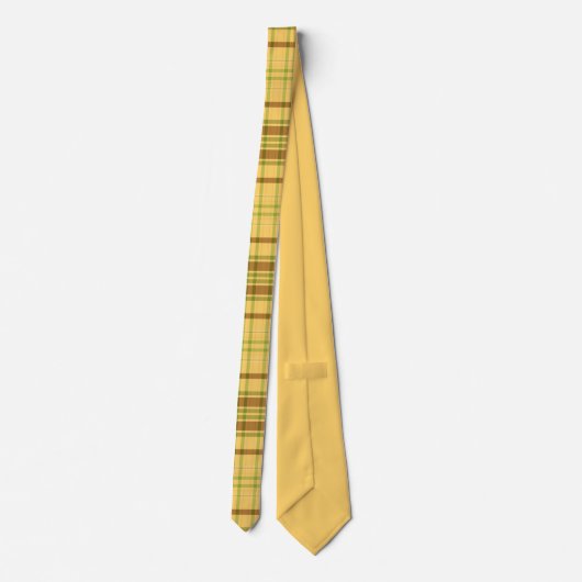 Cravate Retro Classic Yellow & Brown Plaid Pattern Men's (Dos)