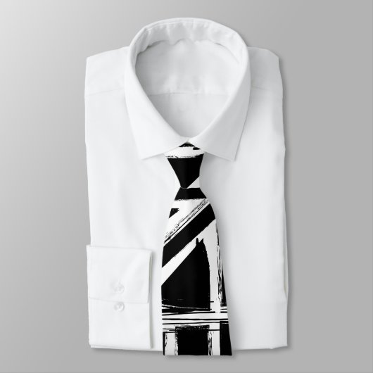 Cravate Rétro conception noire abstraite de cric des (Attaché)