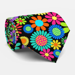 Cravate Retro Daisy Blossom Flower Power Pattern
