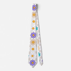 Cravate Retro Daisy Motif Simple.01. Aucun groupe