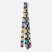 Cravate Retro Daisy Motif Simple.01. BG noir (Dos)