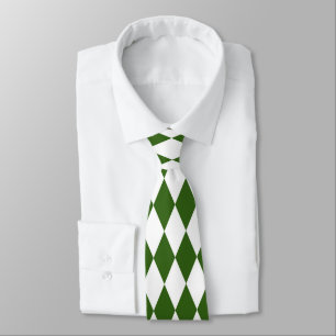 Cravate rétro en forme de diamant vert et blanc