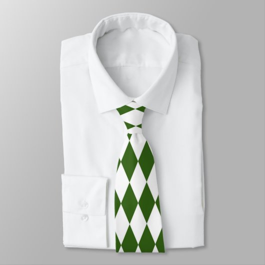 Cravate rétro en forme de diamant vert et blanc (Attaché)