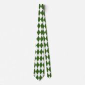 Cravate rétro en forme de diamant vert et blanc (Devant)