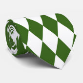 Cravate rétro en forme de diamant vert et blanc (Roulé)