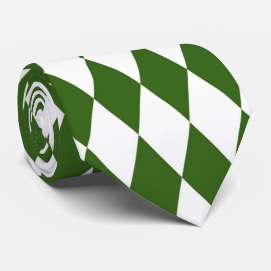 Cravate rétro en forme de diamant vert et blanc (Roulé)