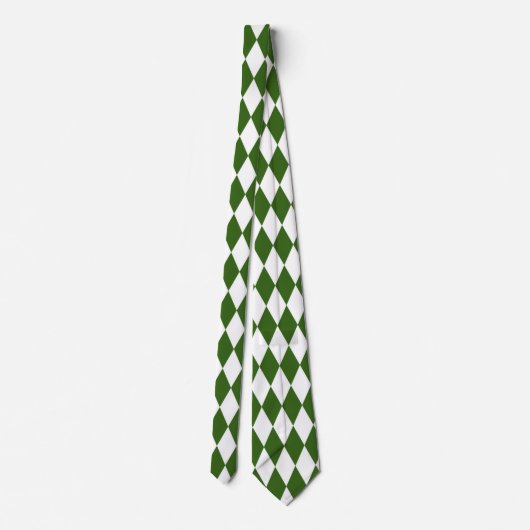 Cravate rétro en forme de diamant vert et blanc (Dos)