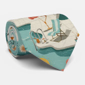 Cravate Retro Flamingo Poolside Summer Pattern (1) (Roulé)