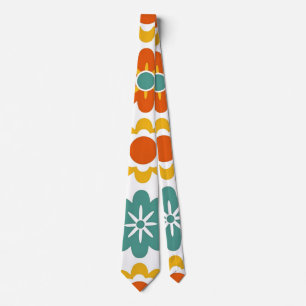 Cravate Rétro Fleur géométrique des années 70 Boho