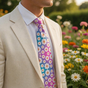 Cravate Rétro Fleurs Dégradées Daisy Dreams des Années 70