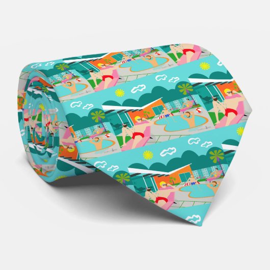 Cravate Retro Gay Pool Party Necktie Carrée (Roulé)