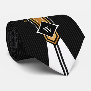 Cravate rétro Gold, Black et White