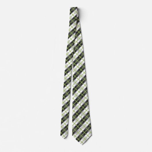 Cravate Retro Green Black and White Plaid Pattern (Dos)