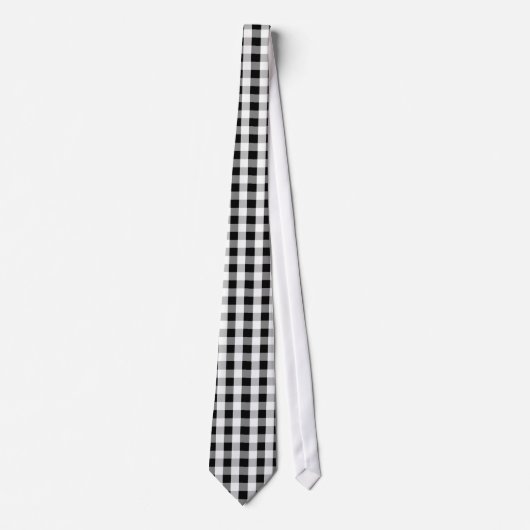 Cravate Rétro gris blanc noir Checkered (Devant)